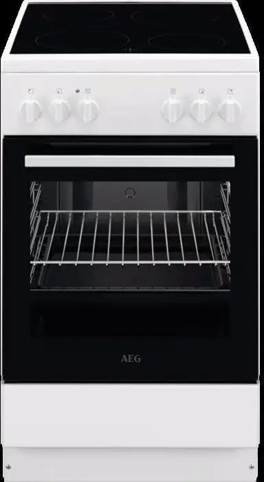 AEG Cuisinière sur pied avec plaque de cuisson vitrocéramique – CCB50090BW, blanc