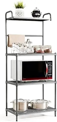 COSTWAY Support pour Micro-Ondes à 4 Niveaux - Étagère de Cuisine en métal - Étagère sur Pied