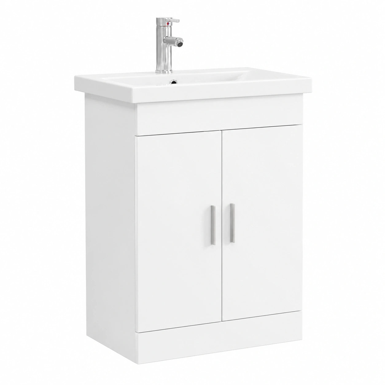 Ensemble de meubles de salle de bain, avec rangement, avec étagères, coloris blanc, 61 x 40 x 84,5 cm, pour la salle de bain