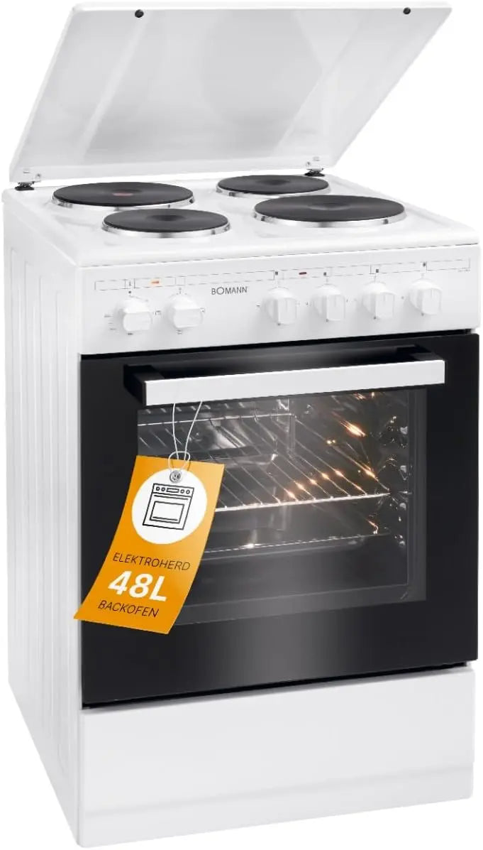 Bomann Cuisinière Électrique 4 Plaques Four 48 L EH 561 – blanc