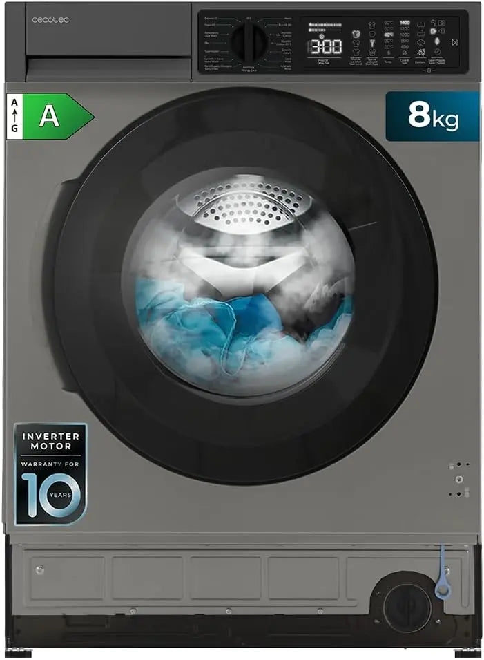 Cecotec Lave-linge 8Kg Chargement Frontal Intégrable Bolero DressCode 850 Bi Inverter Steel A. Finition – argenté