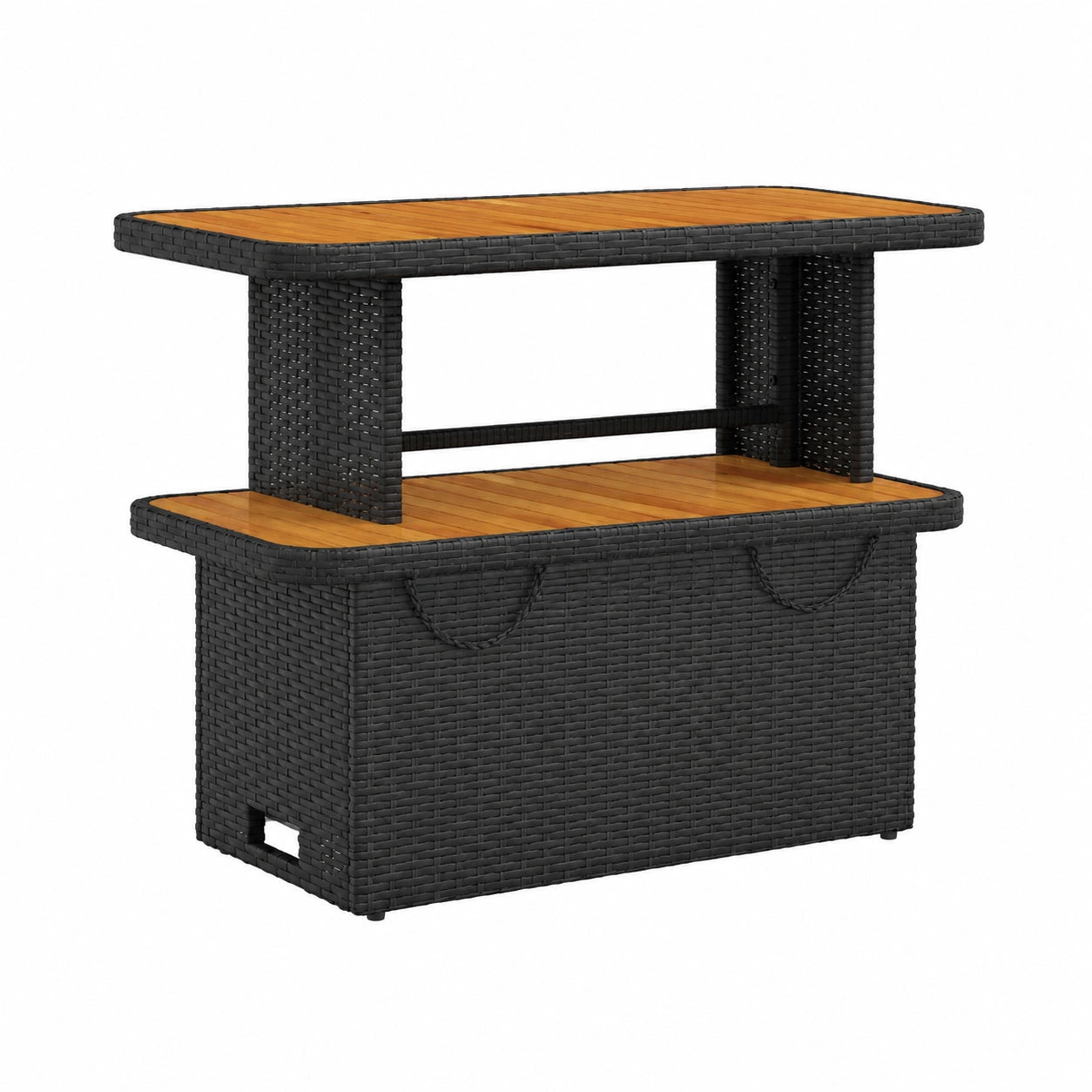 Table à manger, en résine tressée, coloris noir, 90 x 55 x 71 cm, pour la salle à manger