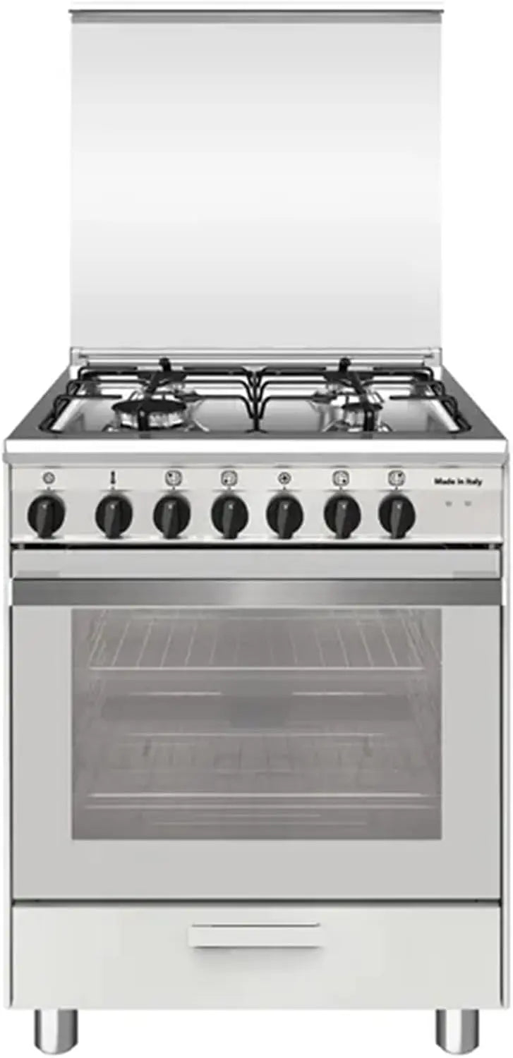 SA664MWH6 Cuisinière à gaz avec four électrique 4 brûleurs 60 x 60 cm – 0,78 kWh, gris
