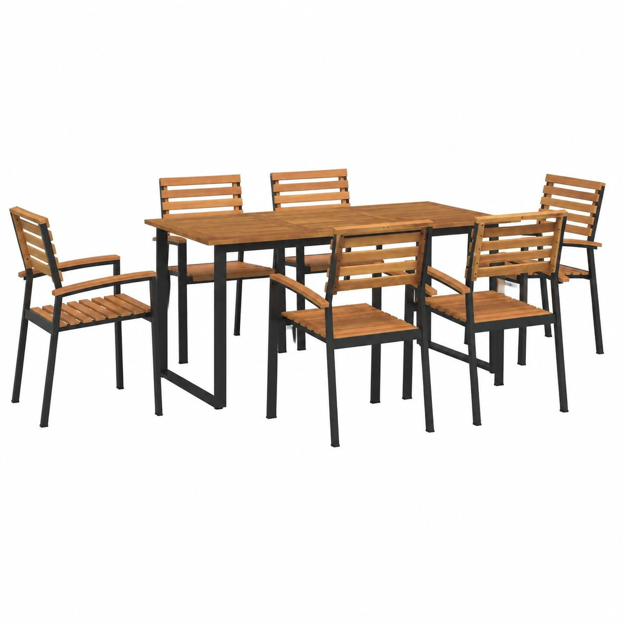 Salon de jardin, en métal, 7 pièces, pour la terrasse ou le jardin