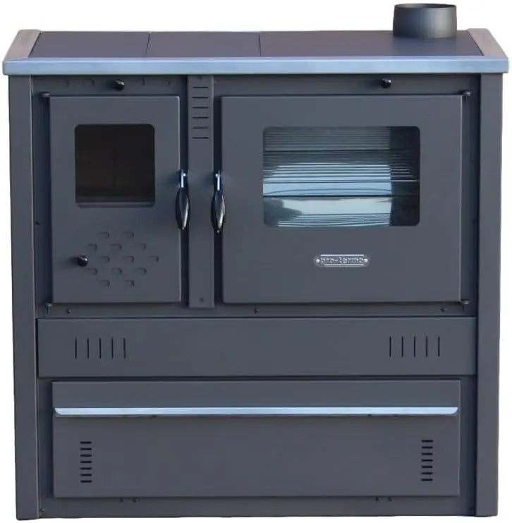 RUSTICO ECO Cuisinière à bois A+ 10 KW Ø150 droite – gris