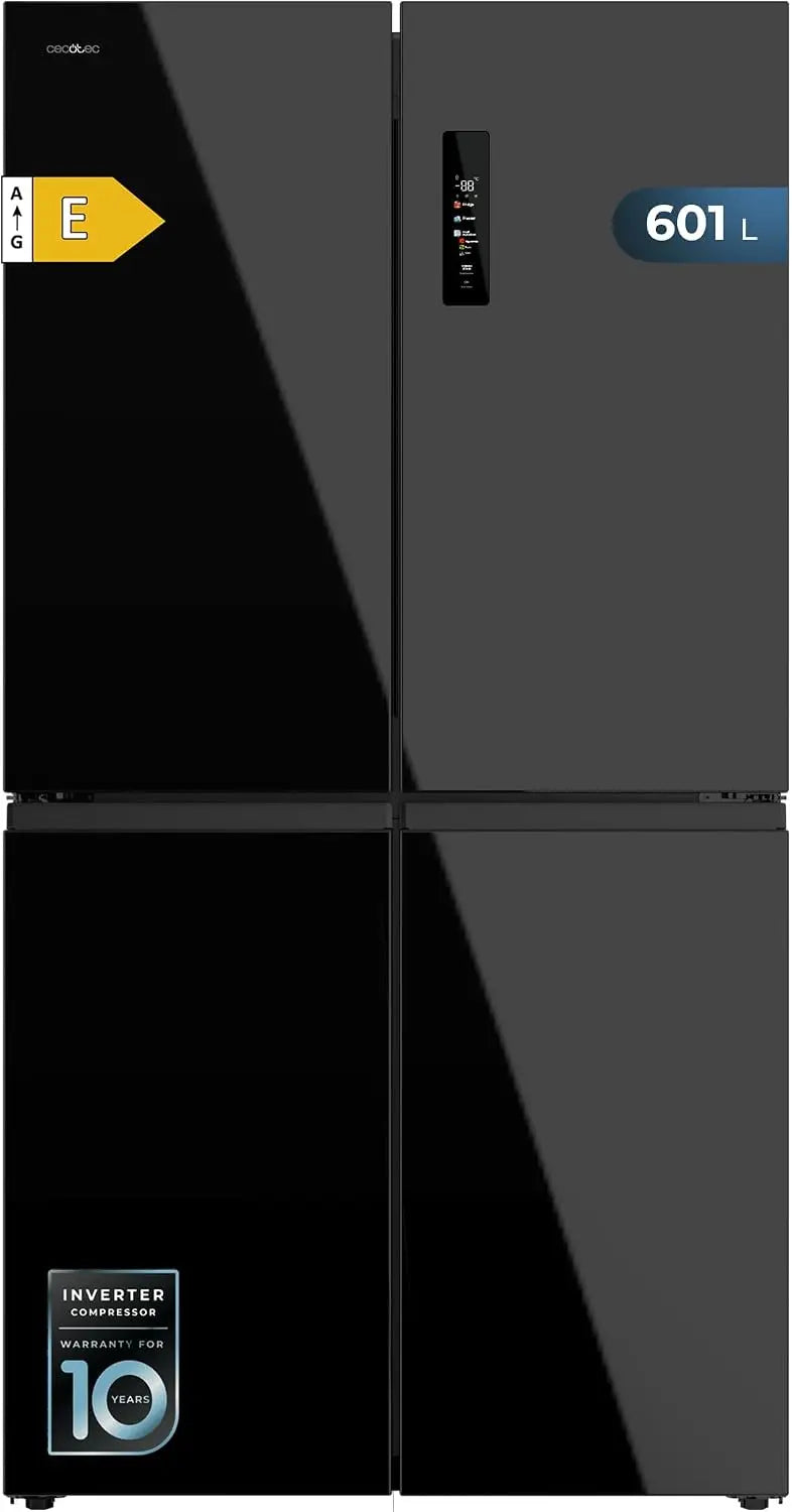 Cecotec Réfrigérateur Américain 4 Portes Bolero CoolMarket 4D 601 noir Glass E. 601L