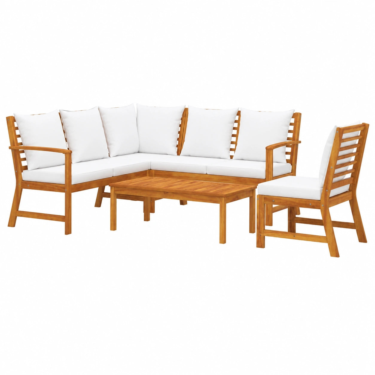 Salon de jardin, 5 pièces, coloris crème, pour la terrasse ou le jardin