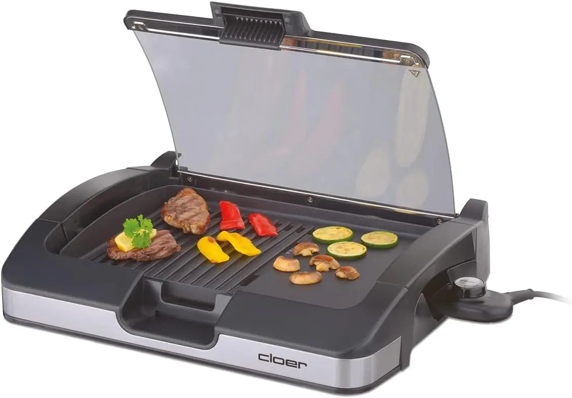 Cloer 6725 Grille de barbecue – 2200 W, argenté/noir