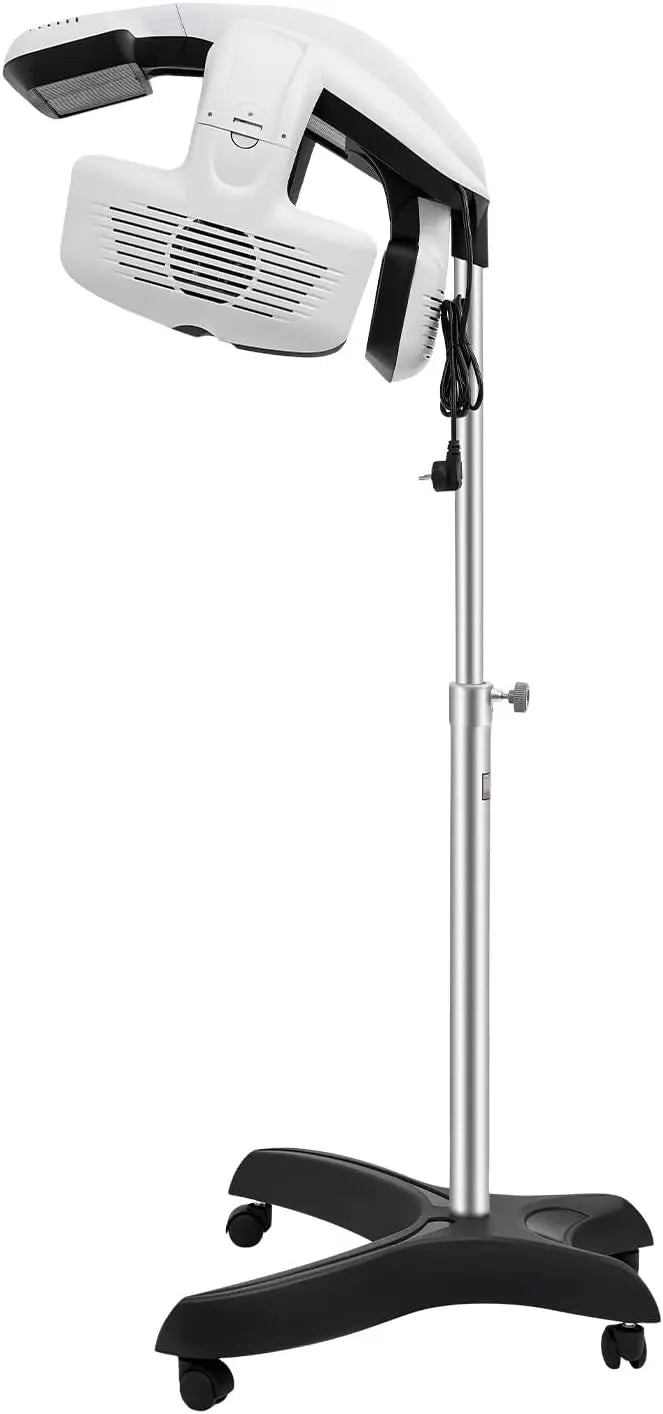 Bonnet de séchage pour salon de coiffeur avec pied réglable en hauteur – 1500 W, 63 × 62 × 164 cm, gris/noir