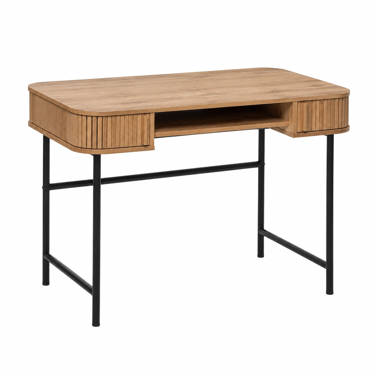 Bureau, avec rangement, avec portes, en chêne, coloris noir, pour l’espace de travail