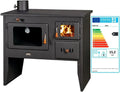 Prity 2P41 Poêle à bois avec 2 plaques de cuisson – 15,2 kW, gris/noir