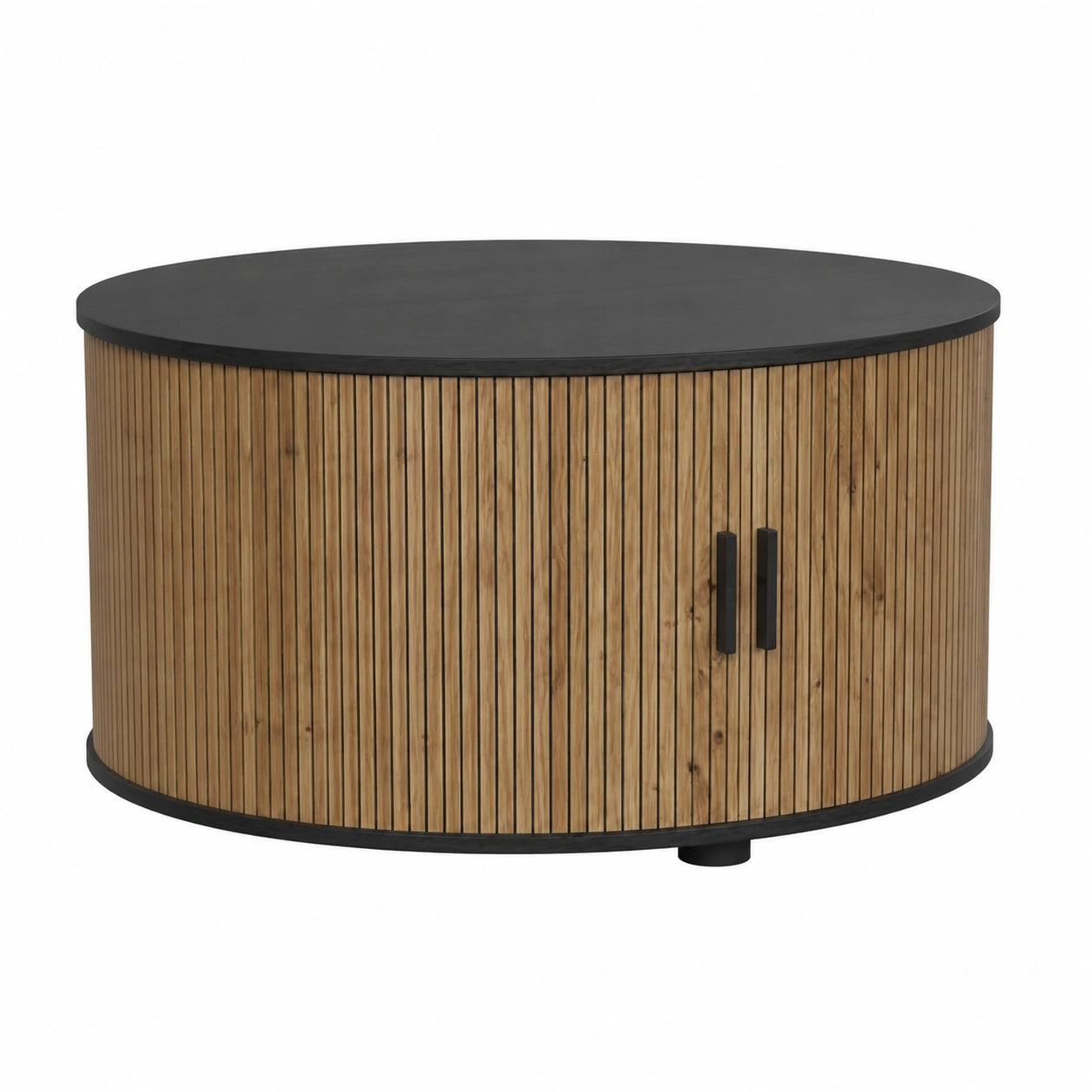 Table basse, réglable, avec portes coulissantes, avec portes, en chêne, 80 x 80 cm, coloris noir, pour le salon
