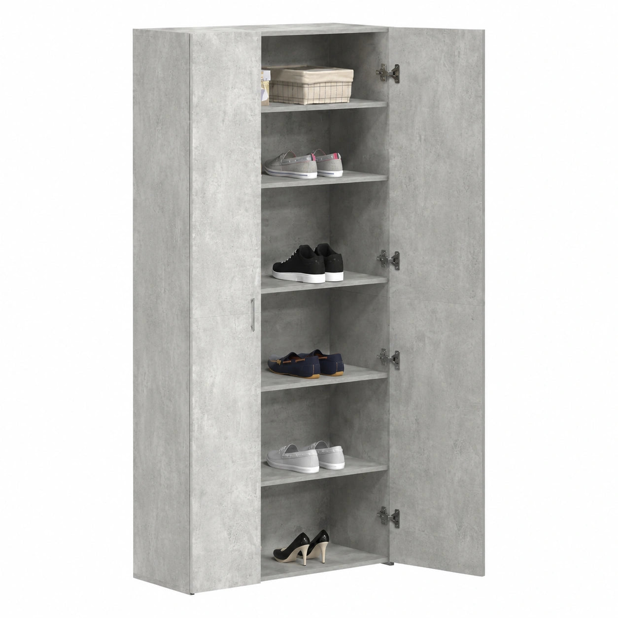 Meuble d’appoint, avec rangement, avec étagères, coloris gris, 80 x 35,5 x 180 cm, pour le salon ou la chambre