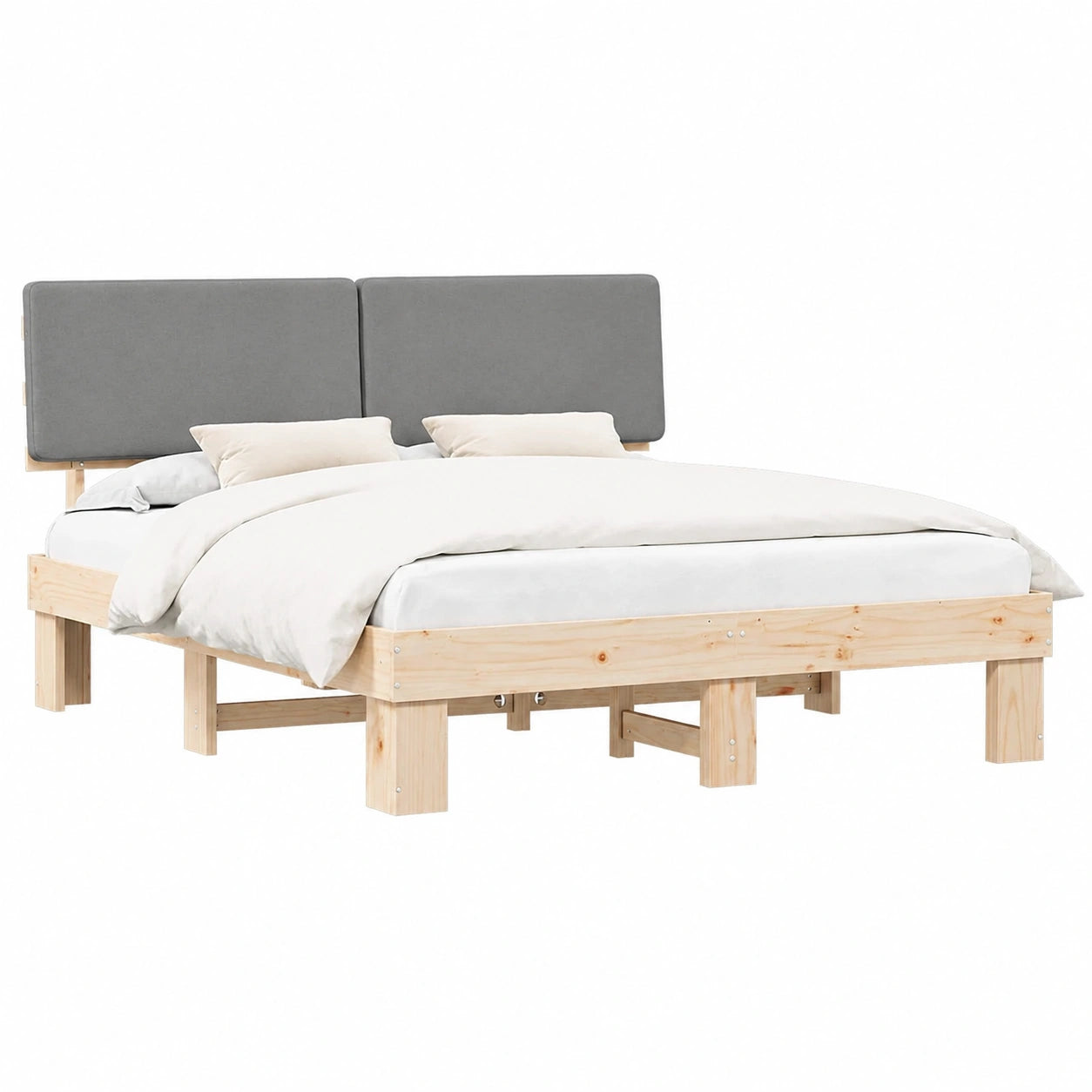 Lit, rembourré, coloris gris, pour la chambre