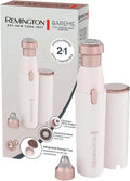 Remington Epilateur pour visage femme 2en1:rasoir électrique et tondeuse à sourcils BareMe épilation – WFS200, gris/beige