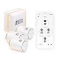 Netatmo Pack Thermostat Intelligent + 3 Têtes Thermostatique Connectées et Intelligentes – 2,4 GHz, blanc/gris
