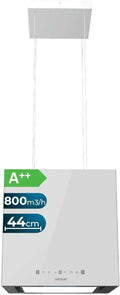Cecotec Hotte Aspirante 44cm îlot Carré Bolero Flux Cct 448000 Glass blanc A++. Finition Verre Blanc – 210 W
