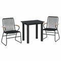 Salon de jardin, en résine tressée, coloris noir, 3 pièces, pour la terrasse ou le jardin