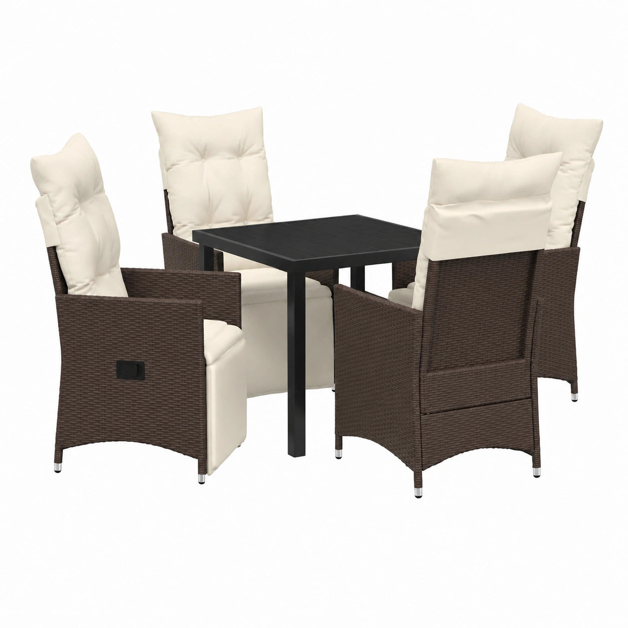 Salon de jardin, 5 pièces, en résine tressée, coloris marron, pour la terrasse ou le jardin