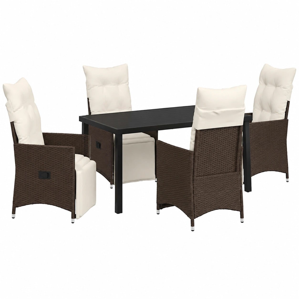 Salon de jardin, en résine tressée, coloris marron, 5 pièces, pour la terrasse ou le jardin