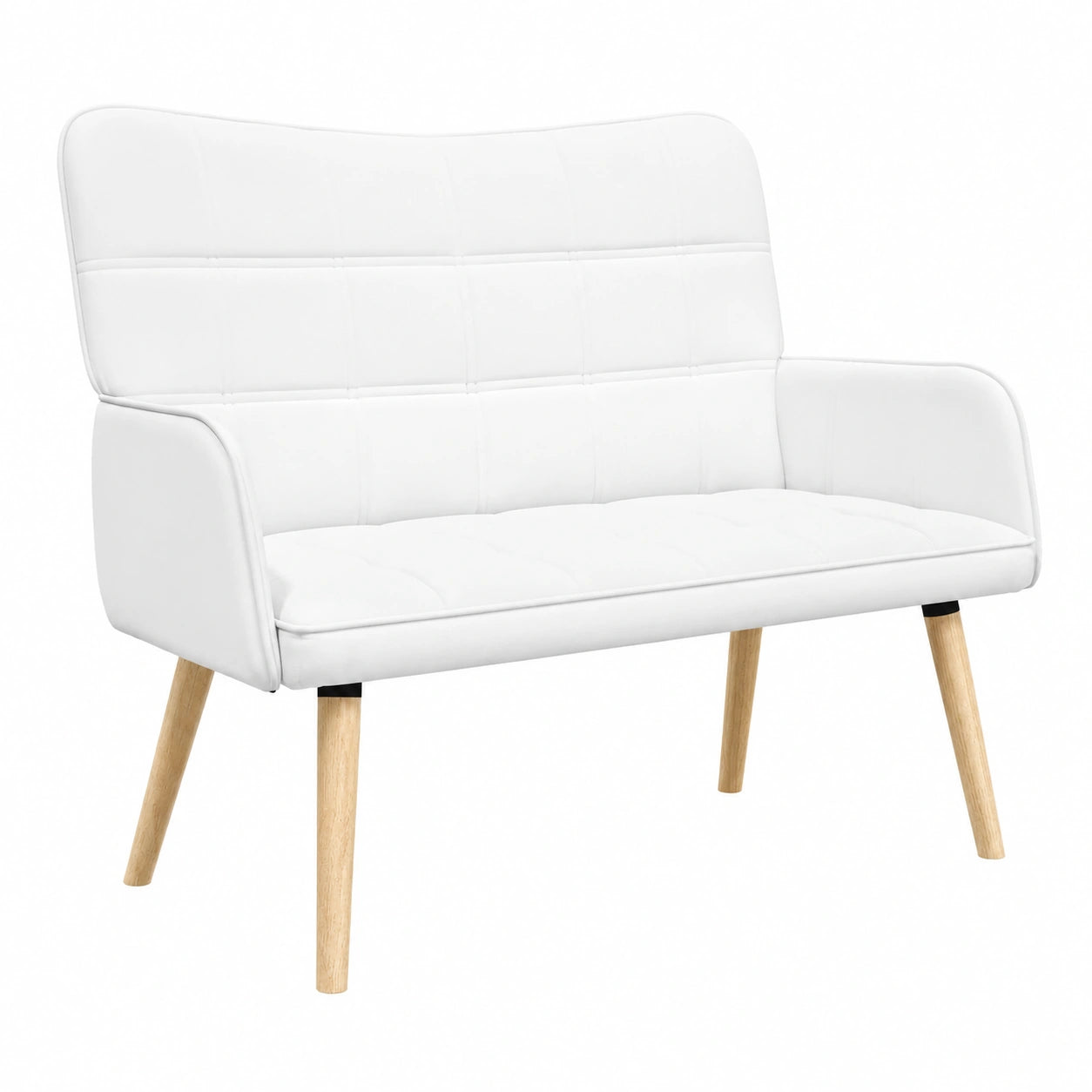 Canapé, en tissu, 2 places, 115 x 61 x 87 cm, coloris blanc, pour le salon