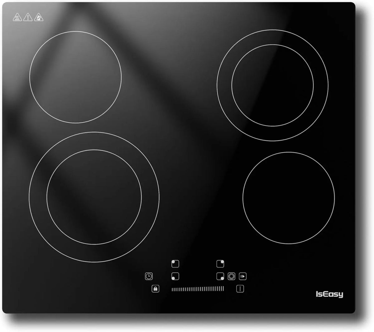 IsEasy Plaque de Cuisson Vitrocéramique 4 Foyers 6600W – noir/gris