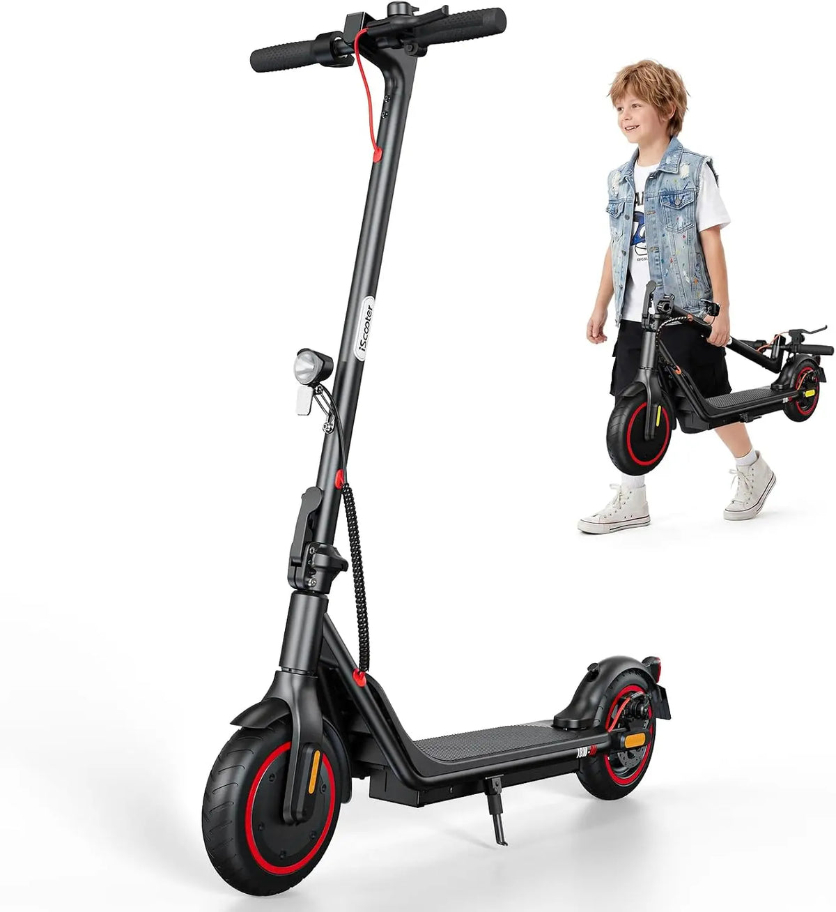 IScooter Trottinette électrique pour Enfants de 10 à 16 Ans – 500 W, gris/noir