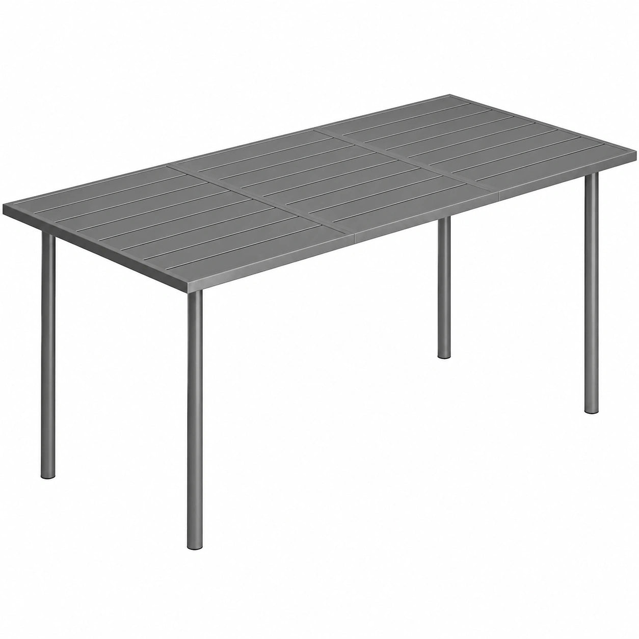 Table à manger, en métal, 6 places, 165 x 80 cm, coloris gris, pour la salle à manger