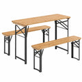 Salon de jardin, 4 places, avec 2 bancs, pliable, en métal, pour la terrasse ou le jardin