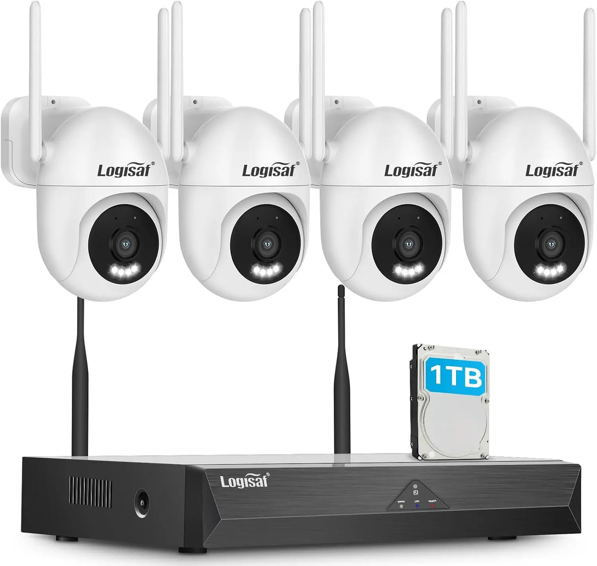 5MP Kit Camera Surveillance Exterieure – 1 To, gris/noir
