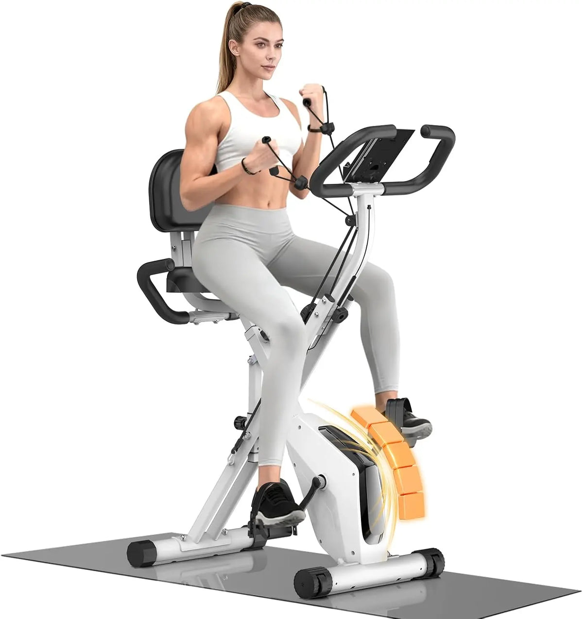 Vélo d'appartement pliable pour la maison 4 en 1 ergomètre pliable pour la maison – gris