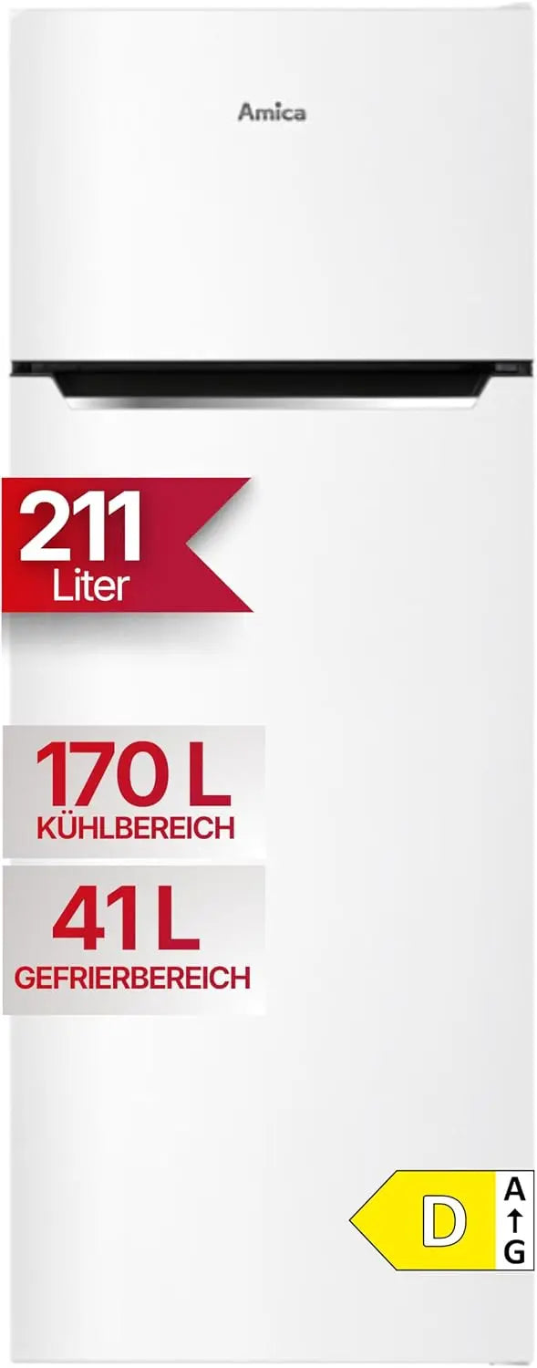 Amica Réfrigérateur-congélateur Autonome 211L FrostControl éclairage LED 142,8 x 54 x 55,1 cm - Froid – 141 kWh