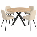 Table à manger, en velours, avec 4 chaises, extensible, coloris noir et beige, pour la salle à manger