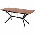 Table à manger, réglable, en acier, 6 places, 180 x 80 x 75 cm, coloris marron, pour la salle à manger