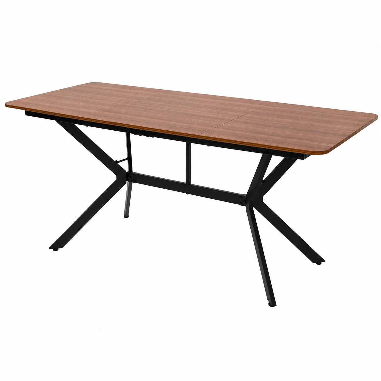 Table à manger, réglable, en acier, 6 places, 180 x 80 x 75 cm, coloris marron, pour la salle à manger
