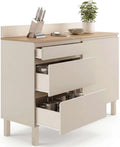 IDMarket - Buffet Bas casserolier de Cuisine 120 cm Claude – gris/beige