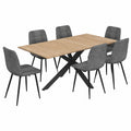 Table à manger, en velours, avec 6 chaises, coloris noir et gris, pour la salle à manger