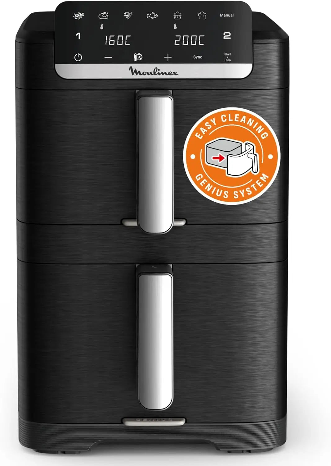Moulinex Easy Fry Crispy Stack EZ7568F0 Friteuse à air verticale avec double résistance – noir/gris