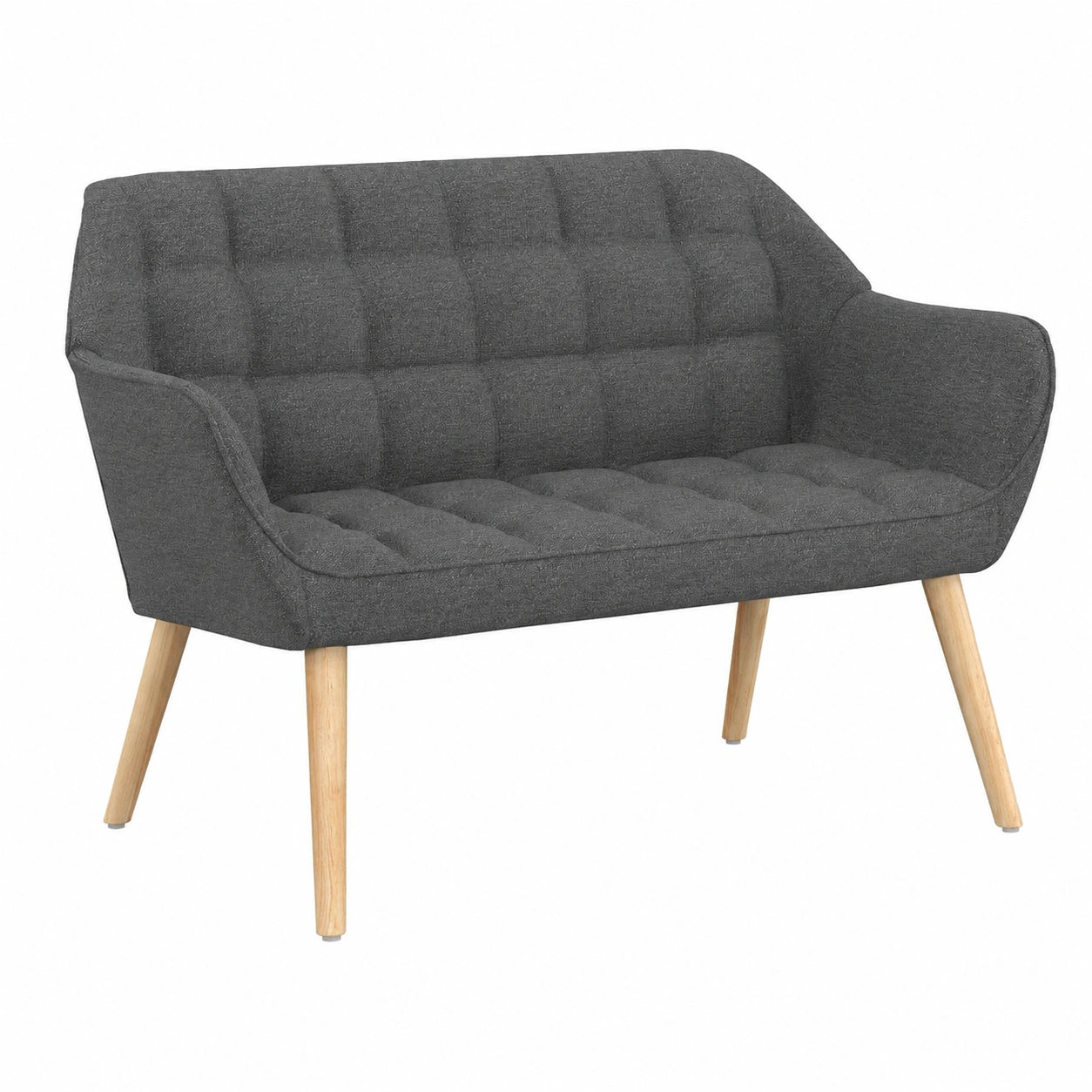 Canapé, en tissu, 2 places, coloris gris et anthracite, pour le salon