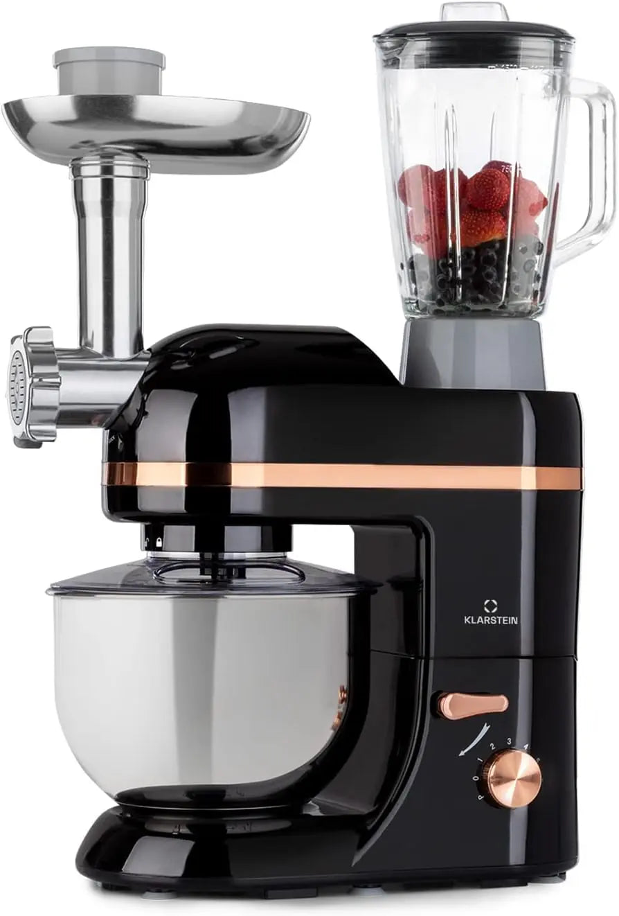 Klarstein Robot Patissier Multifonctions – 1800 W, 5 L / 1,5 L, noir/gris