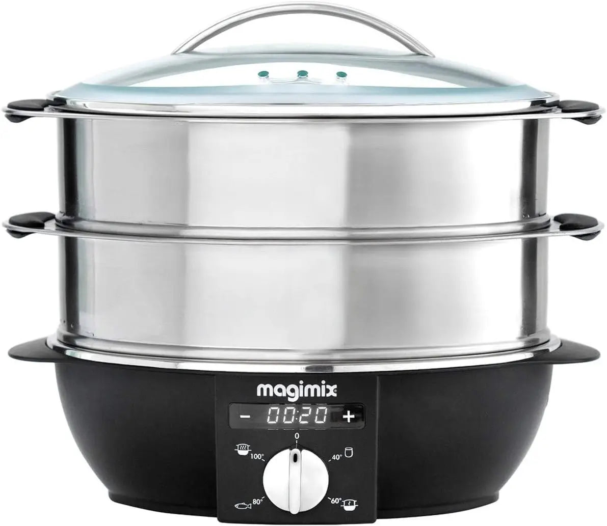 Magimix Cuiseur Vapeur Multifonction 1900 W - 2 Paniers Inox 5,5 L – 5,5 L / 12,2 L, argenté