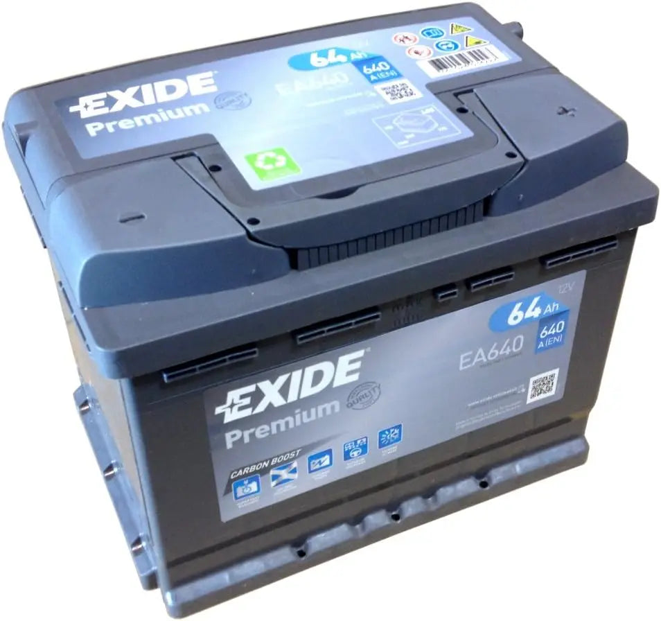 Exide Carbone Boost EA 640 12 V 64 AH Batterie de démarrage Nouveau Modèle 2014/15 – bleu/gris