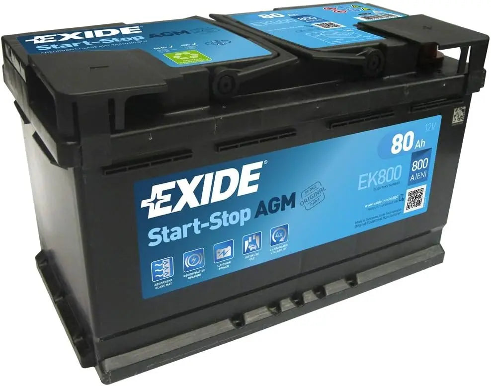 Exide Ek800 12 V 80 Ah 800 A AGM VRLA batterie de voiture Mini 61217555719–3 ans de garantie veuillez – gris/noir/bleu