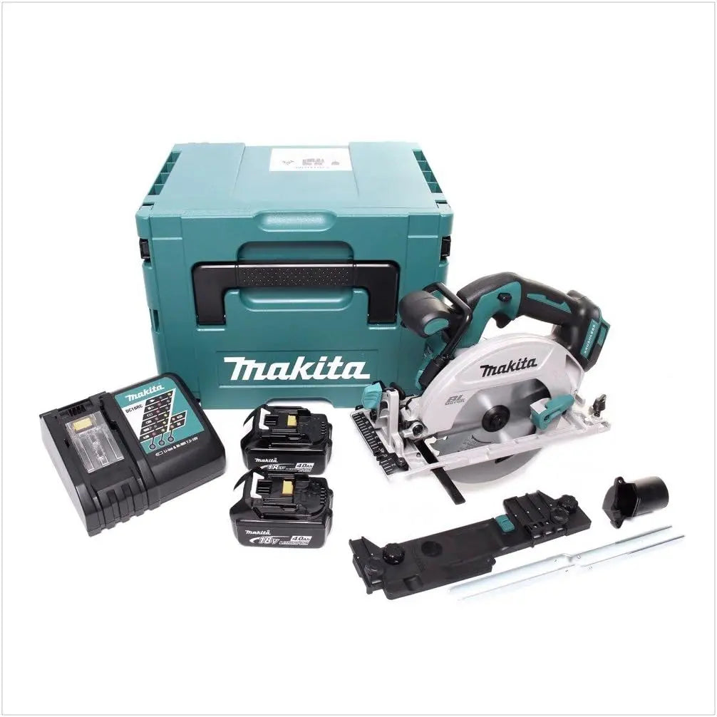 Makita DHS 680 RMJ 18 V Batterie Li-Ion 165 mm Scie circulaire à main en coffret Makpac 2 x 4 ah batterie – gris/bleu