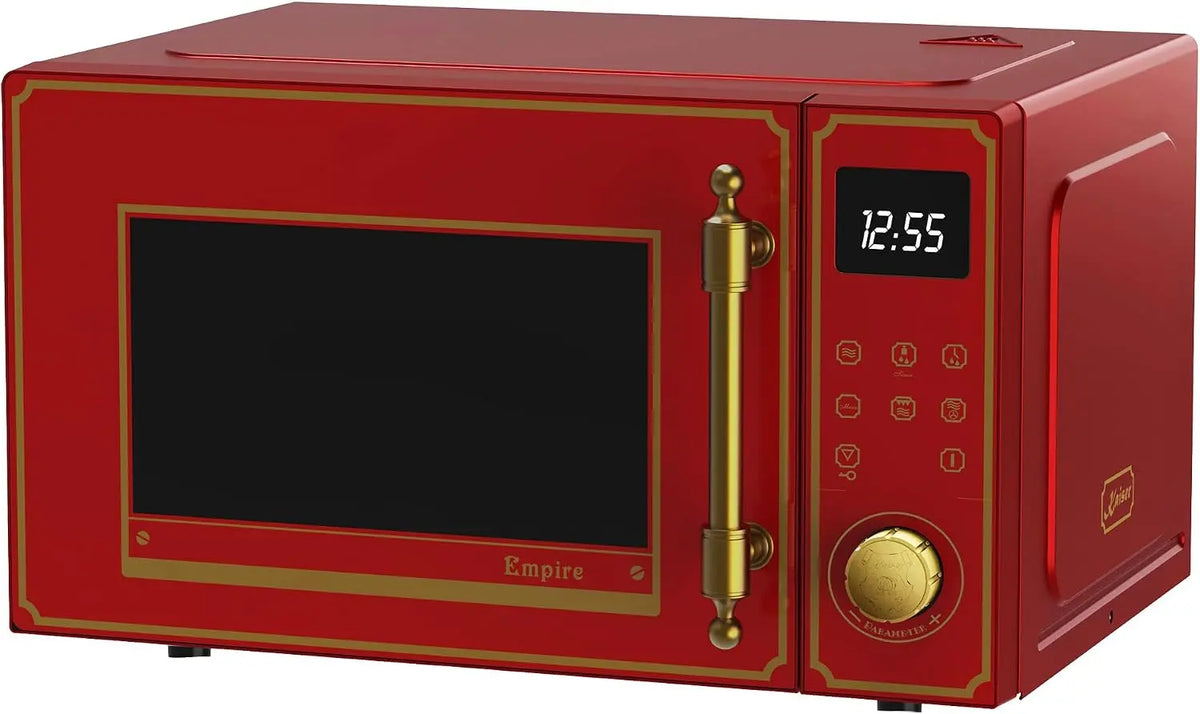 Kaiser Empire M 2530 RotEm Four à micro-ondes rétro 25 l avec grill à air chaud 25 fonctions – rouge/orange/noir