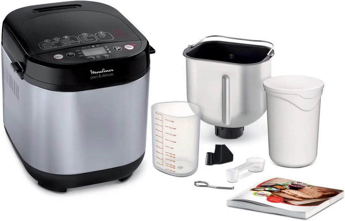 Moulinex - Machine pain et Délices - 20 programmes - 1kg - Noir Inox – machine à pâtes