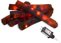 Tuanse Lot de 6 bûches de cheminée sans Flamme - Décoration de Camping - 33 cm - Lumière LED - pour – rouge/orange