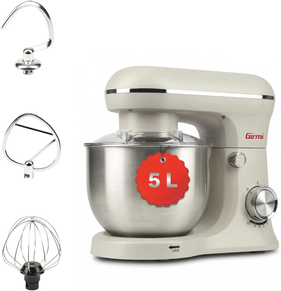 Girmi IM21W Robot pâtissier 5 L – 1500 W, gris