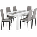 Table à manger, avec 6 chaises, coloris blanc et gris, pour la salle à manger