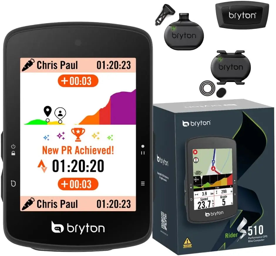 Bryton Rider S510 Ordinateur de vélo avec écran Tactile LCD Couleur 7,1 cm Carte des États-Unis Hors – noir
